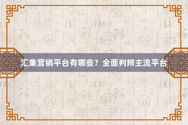 汇集营销平台有哪些？全面判辨主流平台
